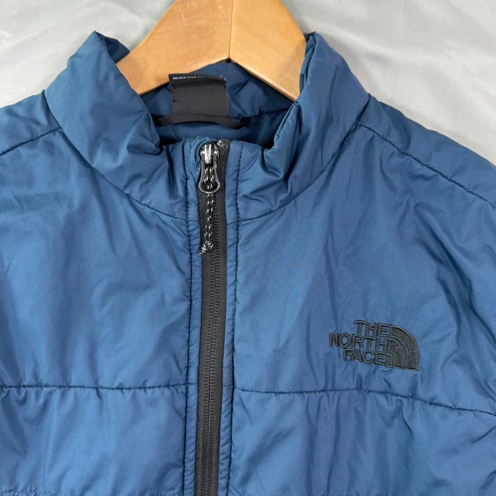 The North Face Mens Tamburello Puffer Vest Blue Full Zip Quilted Sz S Insulated